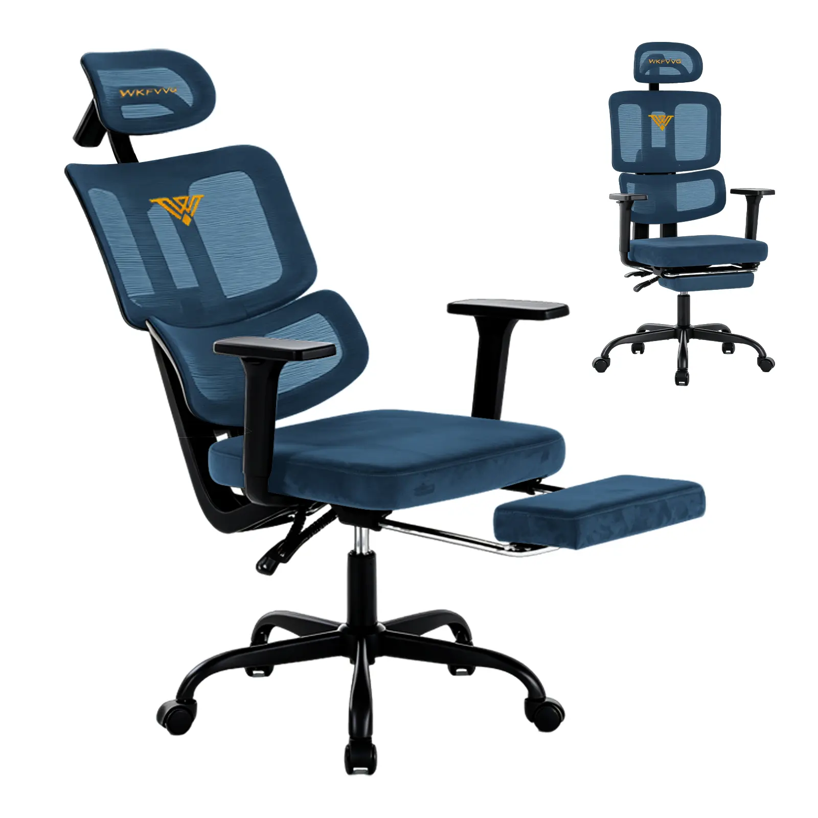 YUBAO Ergonomic Office Chair with Footrest - Reclining Desk Chair, Adjustable Headrest, Lumbar Support, 3D Armrests, Split Back Design, Home Office Computer Chair
