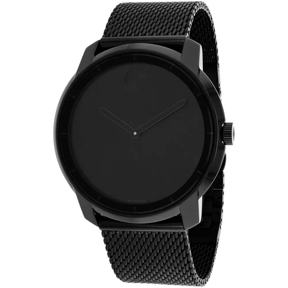 Movado Bold Unisex Watch - Black Stainless Steel Case, 44mm Round Shape, Steel Strap, 30m Water Resistance, Everyday Wear (Model 3600261), Casual Daily, Water Resistant 30 Meters