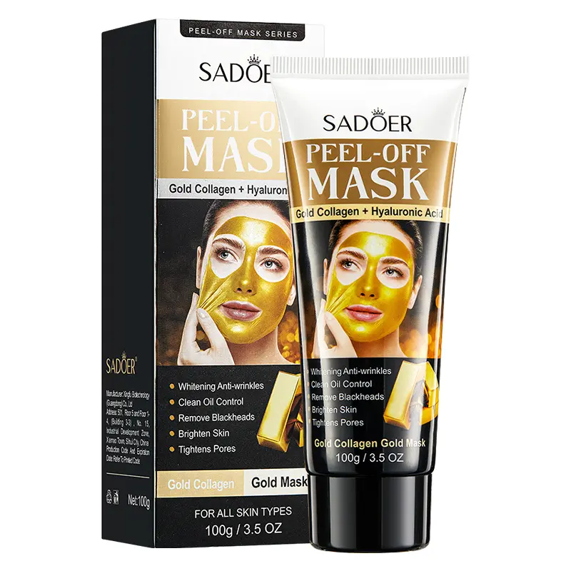 Gold Peel-Off Face Mask 100g - Gold Collagen & Hyaluronic Acid Hydrating Facial Mask for Women & Men, Deep Cleanse, Remove Blackheads, Control Oil, Tighten Pores, Brighten Skin