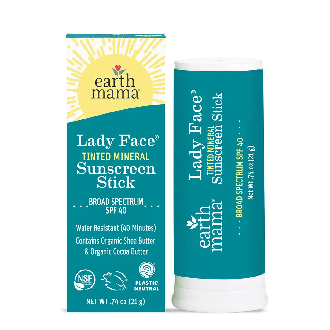 Earth Mama Lady Face Tinted Mineral Sunscreen Face Stick SPF 40 – Non-Nano Zinc Broad Spectrum SPF – Water Resistant (40 min) Earth Mama Lady Face Tinted Mineral Sunscreen Face Stick SPF 40 – Non-Nano Zinc Broad Spectrum SPF – Water Resistant (40 min)