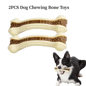 2Pcs/Set Dog Bones Chew Toys for Aggressive Chewers,Real Beef Flavor Indestructible Dog Teething Chew Toys for Large/Medium/Small Puppies Breed,Tough Pet Toy with Nylon,Hand Tools Kits