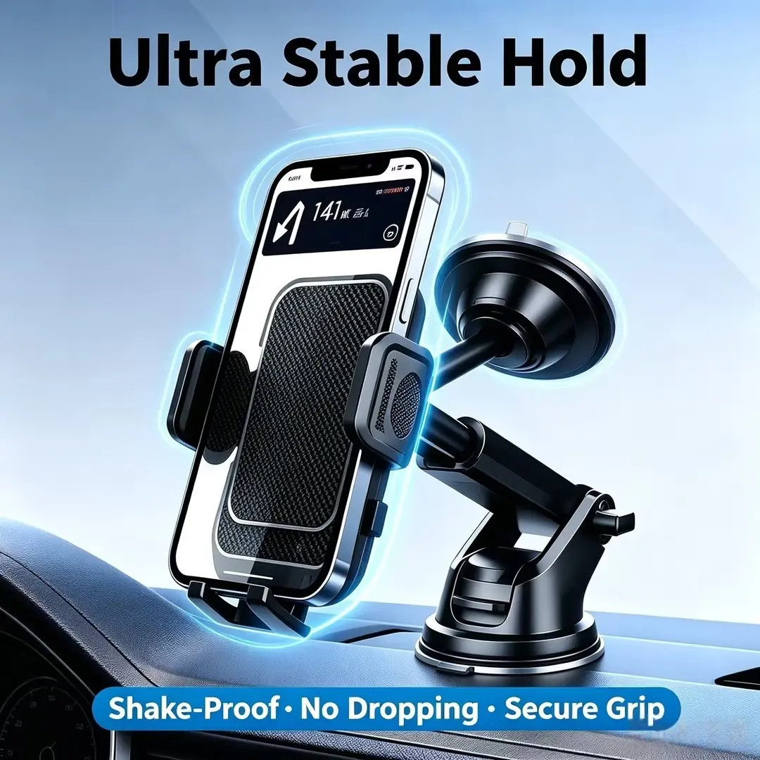 Premium Car Phone Holder with Strong Suction Cup, Universal Dashboard & Windshield Mount, 360° Rotation & 270° Adjustable Viewing Angle, Secure Gel Pad, Hands-Free Driving Phone Stand, Cars Accessories, Phone Holder For Car