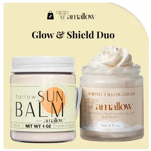 Amallow Tallow Cream & Sun Balm Duo – Whipped Tallow Cream (Unscented) + Tallow Sun Balm