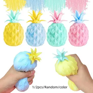 Mini Random Color Pineapple Stress Ball, Mini Fruit Squishy Dough Balls, Sensory Fidget Toys for Adults, Stress Relief, Calm Focus
