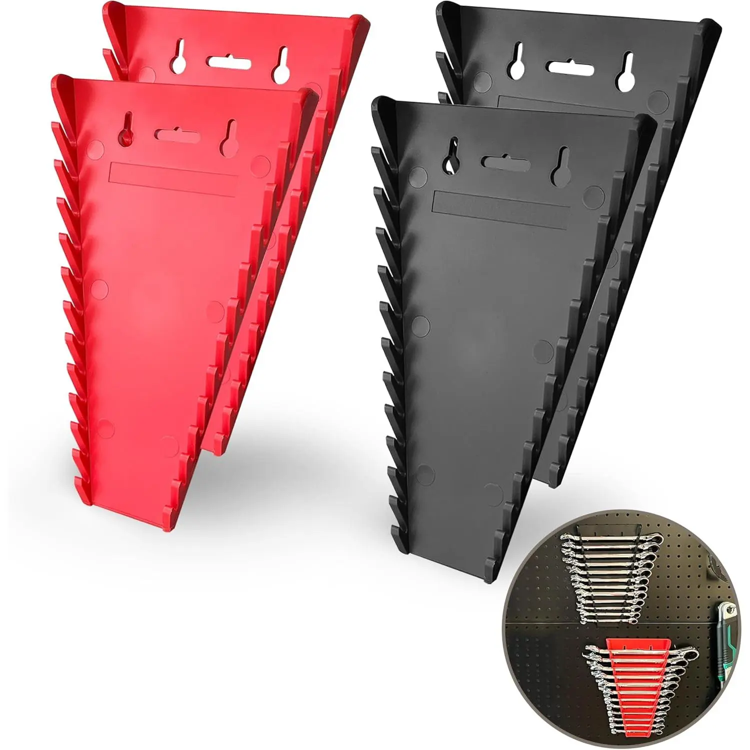 4 Pack  Wrench Organizer, Wrench Holder, SAE and Metric, Wrench rack,1/4" - 1/16", 6mm-24mm