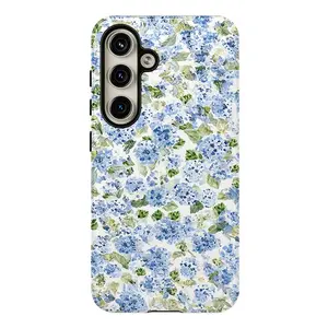 Blue Hydrangea Girly Aesthetic Flowers Phone Cases , Shockproof Rugged Cover Dual Layer Soft TPU Hard Bumper Shell for Samsung S26 S25 S24 S23 S22 S21 NOTE20 Ultra A71 A56 A36 Plus FE A06 A13 A14 A15 A16 A23 A25 A26 A34  A52 A53 A54 A55 S25edge S26ultra