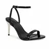 BERNESS Katalia Women's Classy High Heeled Sandals - 3.5 in Gold Patent Leather Pointed Toe Footwear, Ankle Strap, Leather Decor, Memory Foam, Buckle Detail, Heels for Women, for Weddings, Evening Dresses