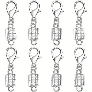925 Silver Magnetic Necklace Clasp with Lobster Clasp, Magnetic Necklace Clasps and Closures for Bracelet Necklace Extender