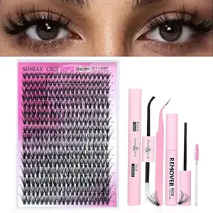 SOSIAY CICI DIY Lash Extension Kit, 320PCS D Curl Lash Clusters 9-16mm, All-in-One Set with Bond Seal Remover Applicator
