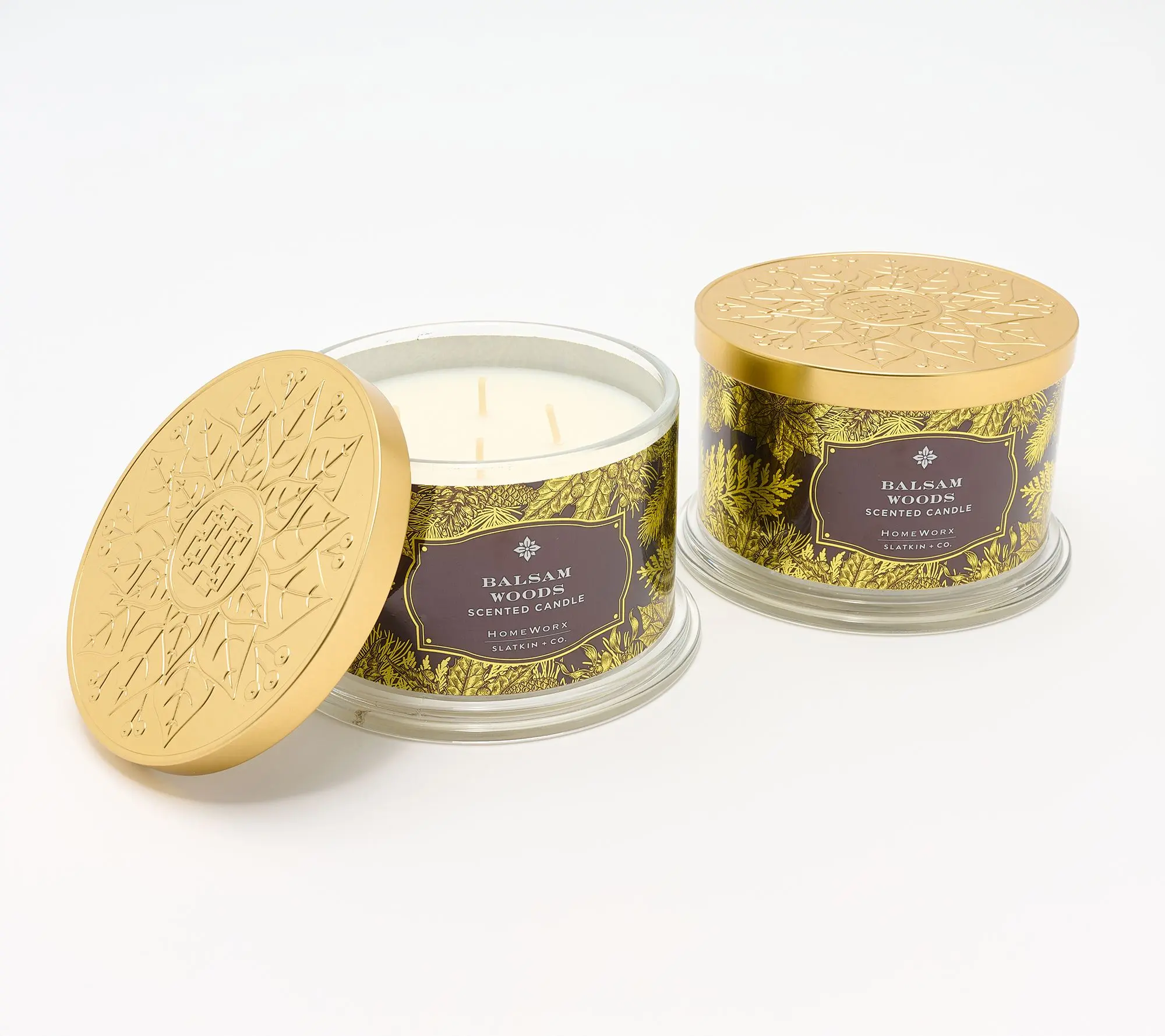 HomeWorx by Slatkin + Co. S/2 18oz Balsam Woods Candles