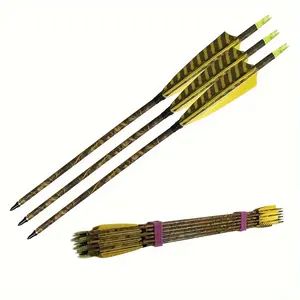 12pcs Premium Camo Carbon Fiber Hunting Arrows - 30 Inch Practice Arrows with 550 Spine for Traditional Recurve and Compound Bows, Durable and Accurate, JIANZD Brand