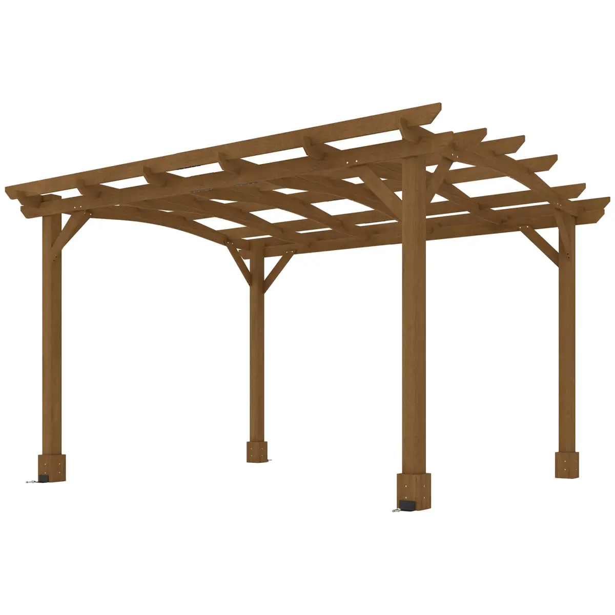 212 Main 84C-572V00DR 10 x 12 ft. Outsunny Wood Pergola - Outdoor Gazebo Grape Trellis with Arched Roof for Climbing Plant Support, Dark Brown