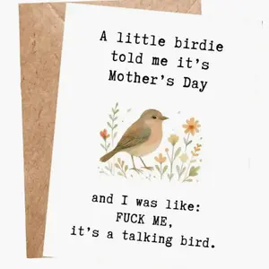 Funny Mother’s Day Card, Sarcastic Mom Card, Cheeky Greeting Card for Mom, Humorous Mother’s Day Card, Bird Card, Greeting Card with Envelope