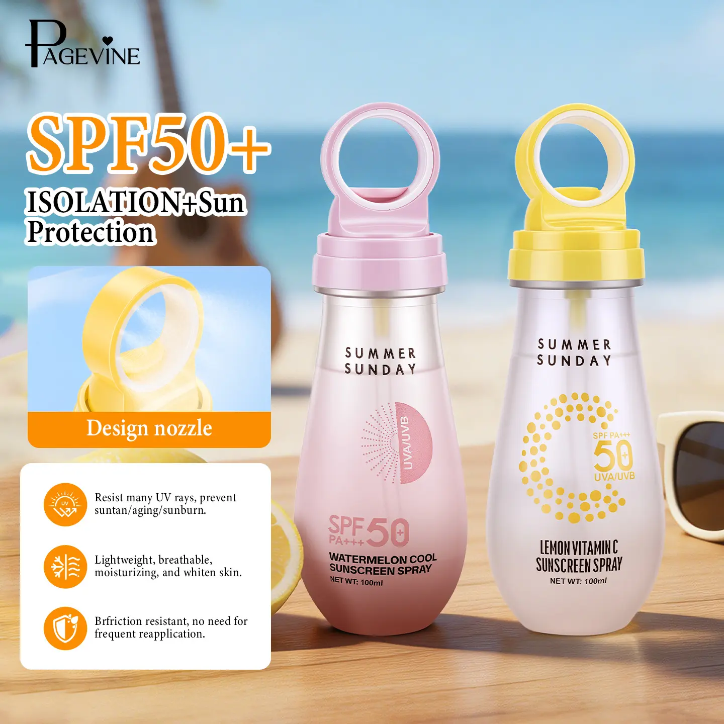 SPF50+ Invisible Sunscreen Spray, Cooling Sunblock Mist, Fast Absorbing UV Protection for Daily Use