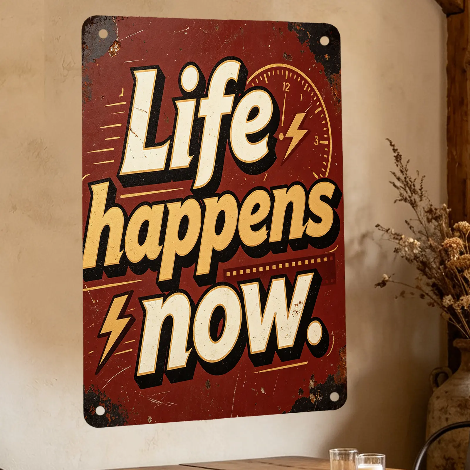 Inspirational Quote Tin Metal Sign – "When I Die, Don't Come to My Grave" Vintage Motivational Wall Decor, Rustic Metal Plaque for Home, Office, Living Room, Gift, 8 x 12 Inch