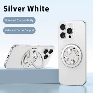 New The 360-degree Rotating Metal Bracket Ghostly Floral Fun pattern for iPhone Phone Cases Models with Protection Against Drops and Shocks Back Cover Anti-slip For Daily Use