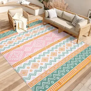 Outdoor Area Rug Waterproof Plastic Straw Rug, Reversible RV Mat, Stain-Resistant Indoor Outdoor Carpet for Picnic, Deck, Balcony, Beach, Patio