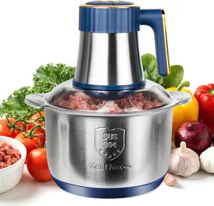 Metal Max 20 Cups Large Capacity Food Processor,5 Speed Electric Meat Grinder Chopper,500W Powerful Copper Motor 6 Bi-Level Blade Meat Processor for Vegetable, Nuts, Onion, Garlic with 304 Stainless Steel Bowl