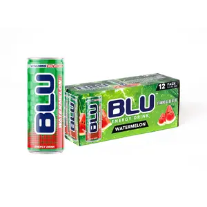 BLU Watermelon 12-Pack Energy Drink - Smooth Refreshing with B Vitamins B3 B6 B12 for Focus & Energy - 8.4 fl oz - Clean Energy Beverage