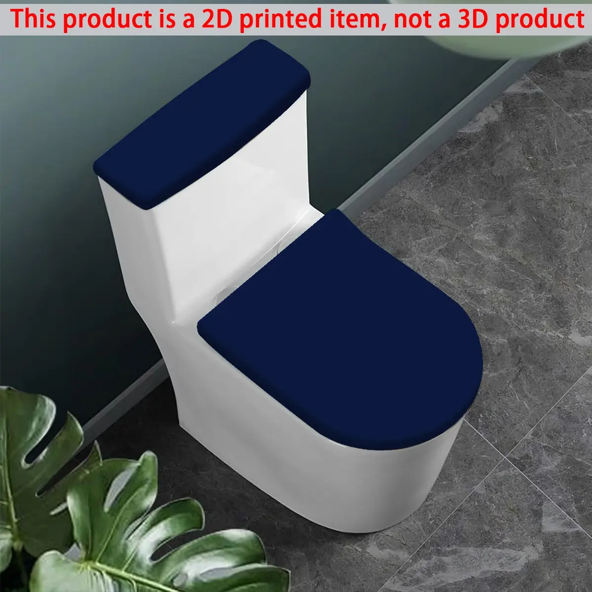 Blue Toilet Tank Cover Set and Seat Cover Kit, Slicky Fiber Fabric, Full Coverage Elastic Sleeve, U-Type Adapter, Water Tank Protection