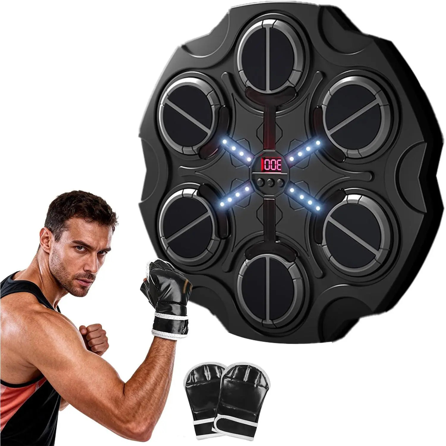 Wall-Mounted Smart Scoring Boxing Machine with Gloves, Bluetooth Music, Cool Lights, 3 Speeds & Punch Pad - Unisex Home Gym Equipment for Agility Improvement, Stress Release, Ideal Thanksgiving/Birthday Gift for Teenagers & Family, Improve Agility, Releas
