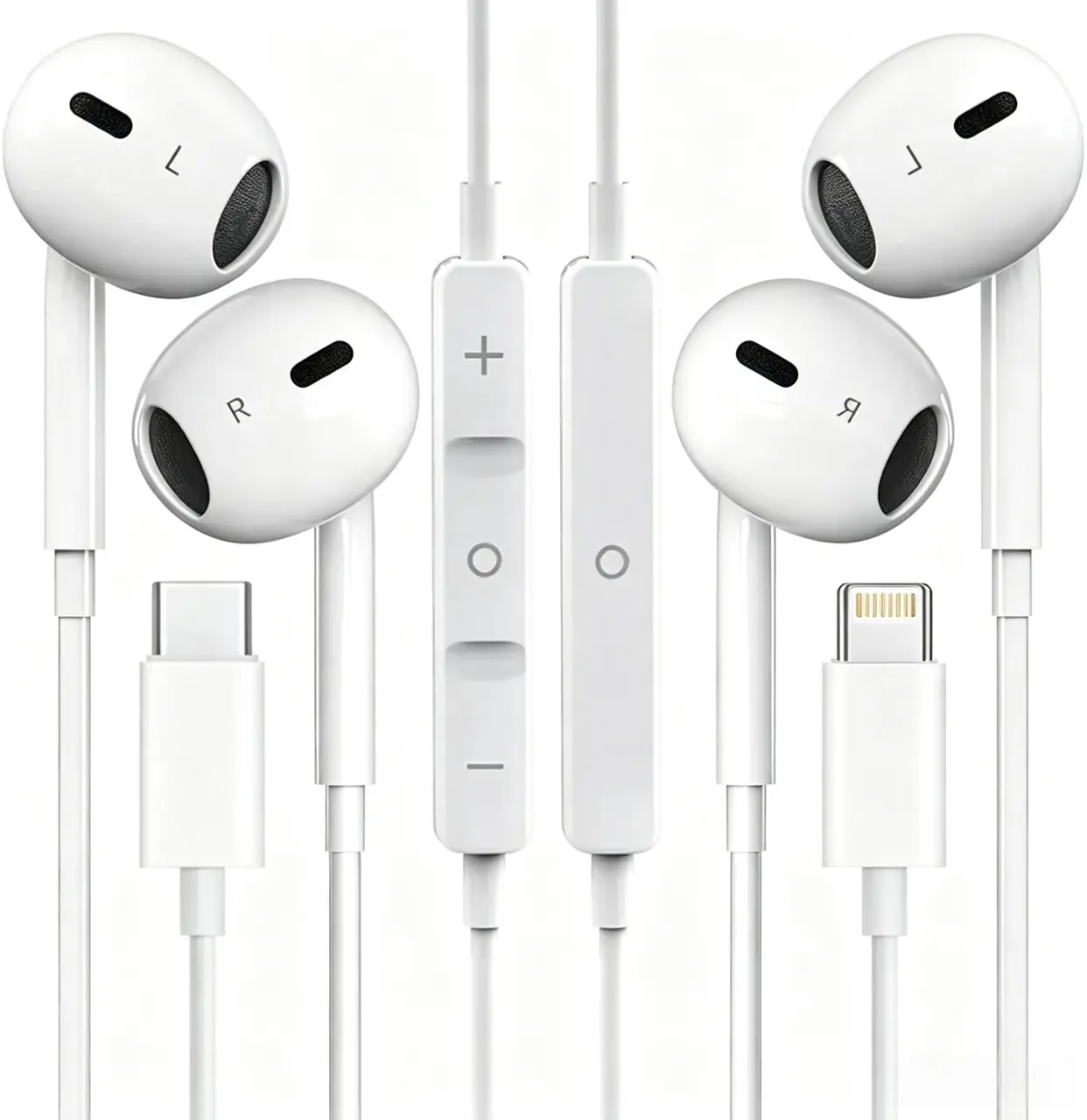 Semi-in-ear Wired Earphones, Ergonomic Comfortable Wearing, Sports Headphones, Noise Reduction Design, Available in Type-C / Lightning / 3.5mm Jack Versions