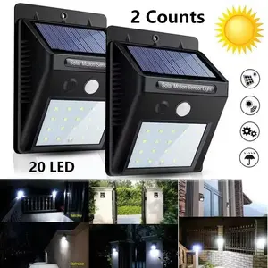 2-Pack LED Solar Lights with Motion Sensor, Outdoor Garden Pathway Fence Stairs Security Wall Lamp, Decorative Yard Garage Entry Lighting, Solar Landscape Lights, Walkway Light Outdoor