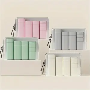 Silicone Storage Bottle Set, 6 Counts/set Travel Shampoo Bottle, Shower Gel Bottle, Moisturizer Bottle, Cosmetic Bottle, Home Organizer, Tin