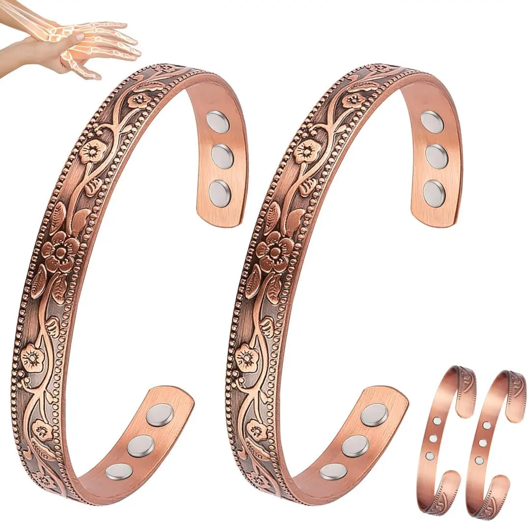 Copper Magnetic Bracelet for Women and Men Ultra Strength Magnets 99.9% Pure Copper Strong Magnets Jewelry Gift Adjustable Length