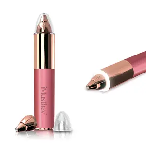 Portable Eyebrow Hair Remover for Women – Painless, Fast & Precise Flawless Electric Razor & Epilator for Eyebrow, Nose, Ear Hair Removal – 18K Gold-Plated, 360° LED Light