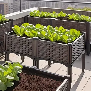 Multifunctional elevated planters, suitable for rectangular planter combinations on patios, gardens, and balconies; rectangular garden bed sets for indoor and outdoor use