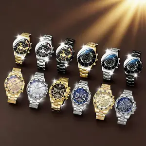 Men's Fashion Business Quartz Watch Set, Round Dial Alloy Strap, Multiple Styles, Perfect Gift, Daily Wear, 12 Pieces