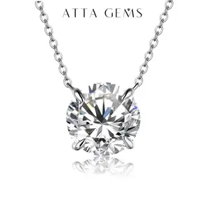 ATTAGEMS Women's D Color VVS1 Synthetic Moissanite Pendant Necklace, 0.5-2CT Jewelry Necklace, Ideal for Birthday & Engagement Gifts, Style N009 summerwins,summerwins