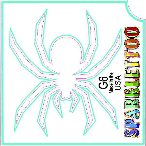 Ruby Red Paint G6-2 2 x 2 in. 2 Ply Spider Design Glitter Tattoo, Pack of 100, Glitter Finish, American Made, Tattoo Stencil