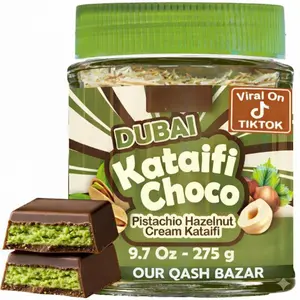 Dubai Kataifi Chocolate Pistachio Spread 9.7oz – Viral TikTok Crunchy Chocolate Cream with Roasted Phyllo, Pistachio Hazelnut Choco Spread for Toast,Croissants,Desserts&Breakfast,valentine gifts for her,couples gifts,gifts for kids,Luxury chocolate spread