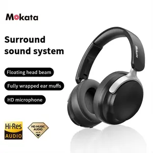 MOKATA Over-Ear Wireless BT Headset - Hi-Res Audio, 100-Hour Long Battery Life, Noise-Cancelling Surround Sound, Comfortable Non-Pressing Ears, Folding Electronic HiFi Gaming Headphones with Silicone Hard Case, Keychain & Stickers
