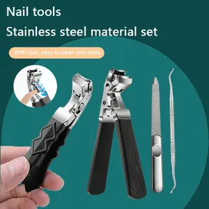 4-Piece Thick Toe Nail Clipper Set, Sharp Non-Slip Long Handle, Ergonomic Design, Precision Trimming, Professional Pedicure Tool