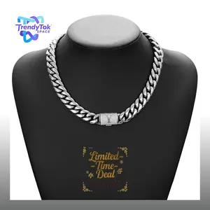 Chunky Miami Cuban Chain Letters | Stainless Steel Men's Hip Hop Necklace for Party & Daily Wear, Punk Rap Jewelry Gift 14mm 20/24/30in