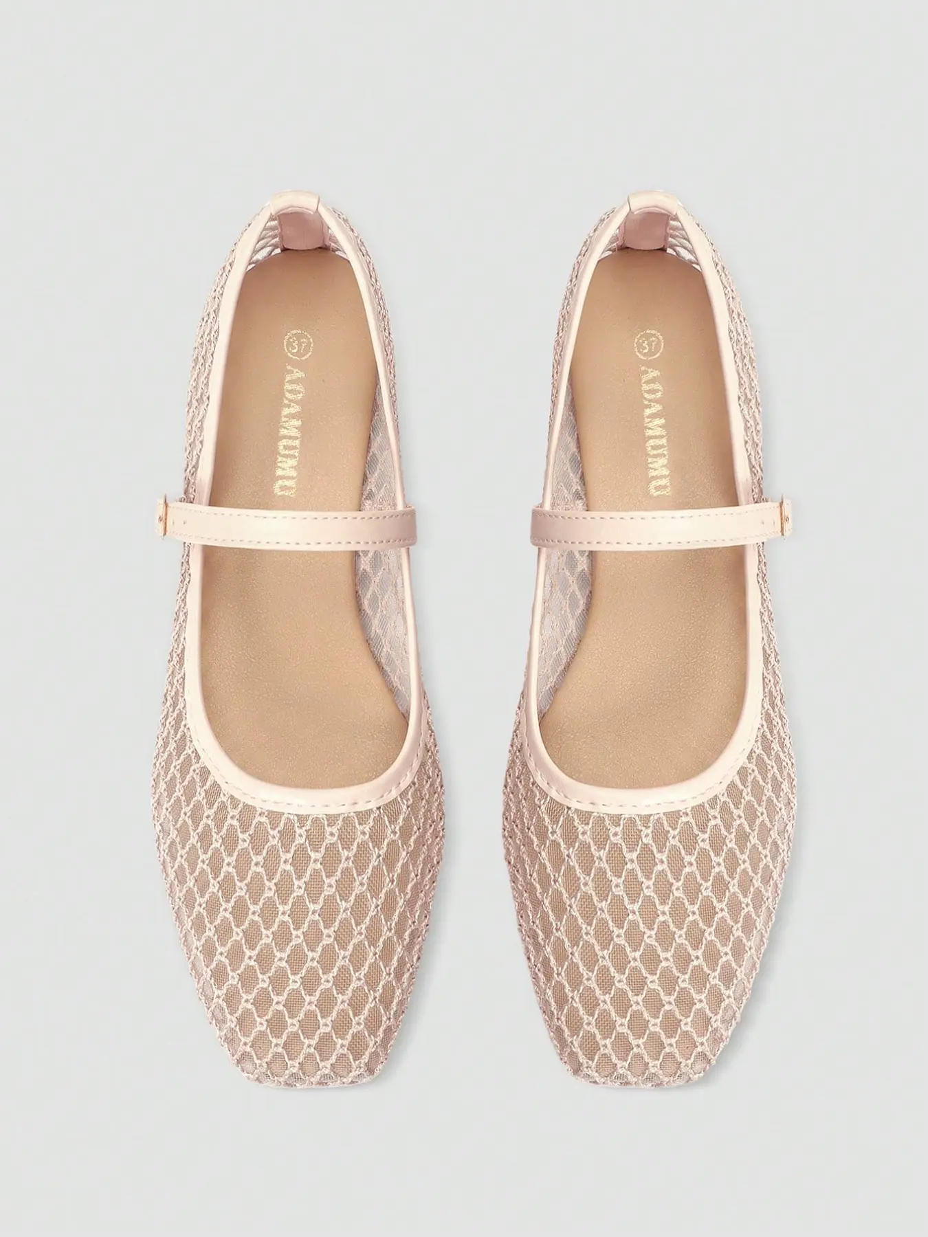 Women's Mesh Breathable Mary Jane Ballet Flats, Square Toe with Metal Buckle Strap, Comfy Shoes for Office & Daily Wear, Fashionable Flats