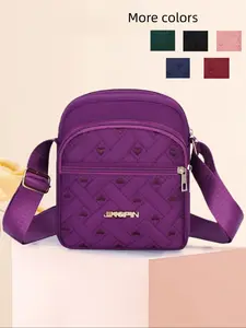 Fashion Nylon Crossbody Bag, Adjustable Shoulder Strap, Large Capacity Single-Shoulder Bag, Zip Closure, Casual Plaid Design, Lightweight Durable, Fashionable Crossbody Bag