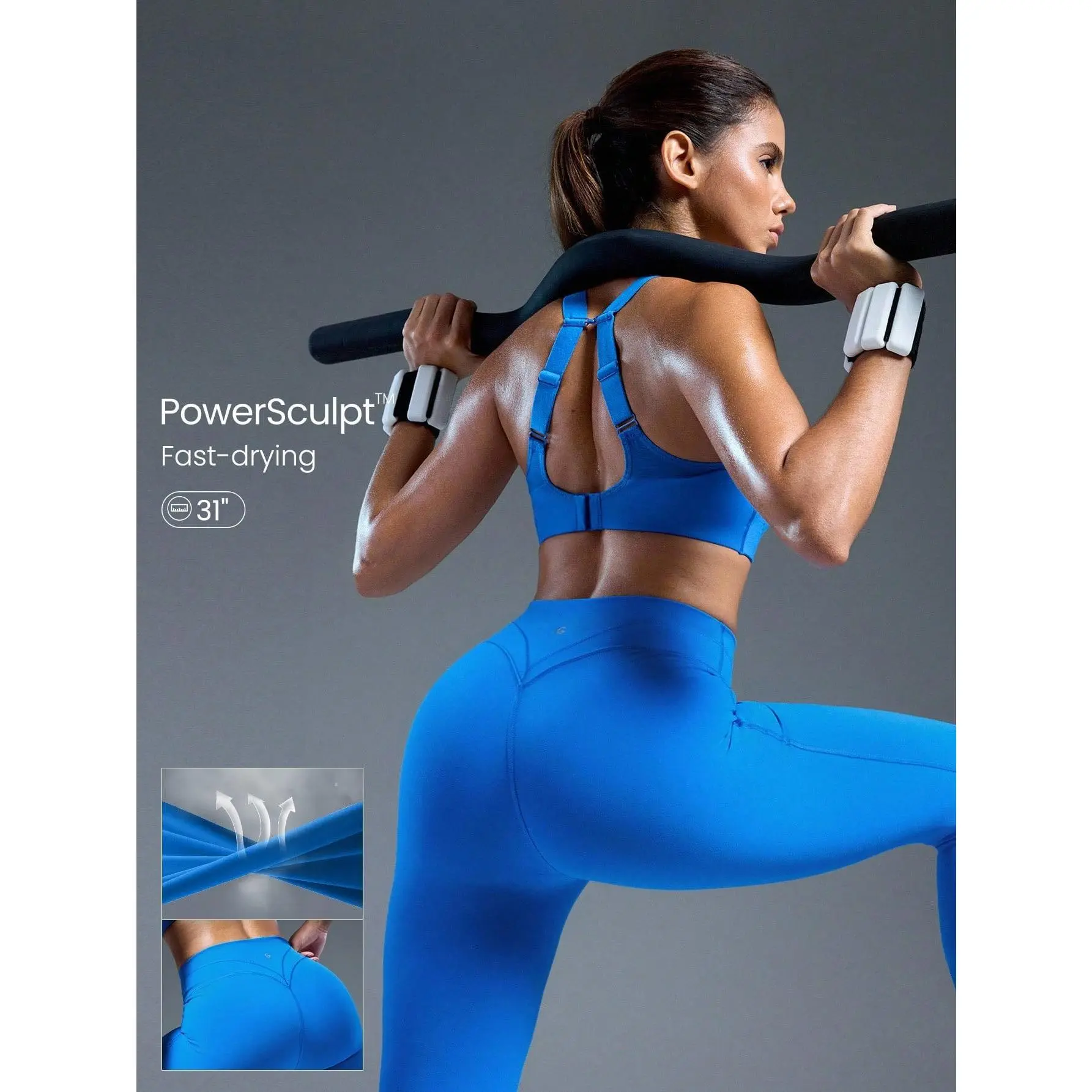 GLOWMODE 31" Powersculpt™-Air Training Day Quick-Dry Stretchy Flattering Seam Leggings High-Impact Running Jogging Gym Workout