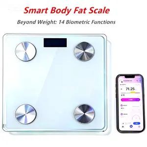 Smart Weight Scale, White Bluetooth Digital Bathroom Scale, BMI & Body Fat Monitor, Sync with Smartphone App, Great Christmas & Holiday Gift