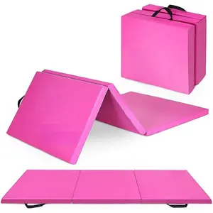 6x2 Feet 3-Panel Folding Gymnastics Mat – 2-Inch Thick Pad with Vinyl Surface and Carrying Handles for Tumbling, Yoga, Pilates, Home Workouts, and Martial Arts