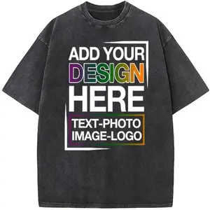 Custom Oversized Heavyweight Cotton Tshirts with Photos Image Text Design Your Own Personalized Baggy Unisex Tshirt Summer Casual Short-Sleeved Customized retro T-shirt, Large size S-5XL