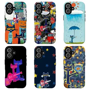 Pete the Cat Groovy Collage Custom Smartphone Cover - Cute Whimsical Protective Casing for iPhone 11 12 13 14 15 16 17 Air Pro Max Plus Mini | Storybook Aesthetic Teacher Core Premium Defender Shell