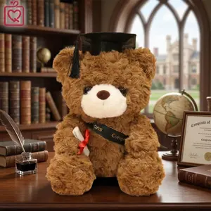 30cm Graduation Teddy Bear with Cap, Diploma, & "Congratulations" Sash - 12 Inch Fluffy Plush Grad Bear - Class of 2025 2026 Gift