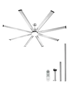 【Summervibes】VEVOR 84 In Ceiling Clooer  Fan with Light,  , 6-Speed Remote Control, Dimmable 3-Color Temperature, Reversible DC Motor, Low Profile Flush Mount Fan for Bedroom, Living Room, Indoor/Outdoor Use, Brushed Nickel