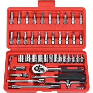 46 count Socket Ratchet Wrench Set, 1/4 Inch Drive Small Tool Set with  Bit Sockets Extension Bar and Storage Case, Metric Socket Set for  Repair and  Use