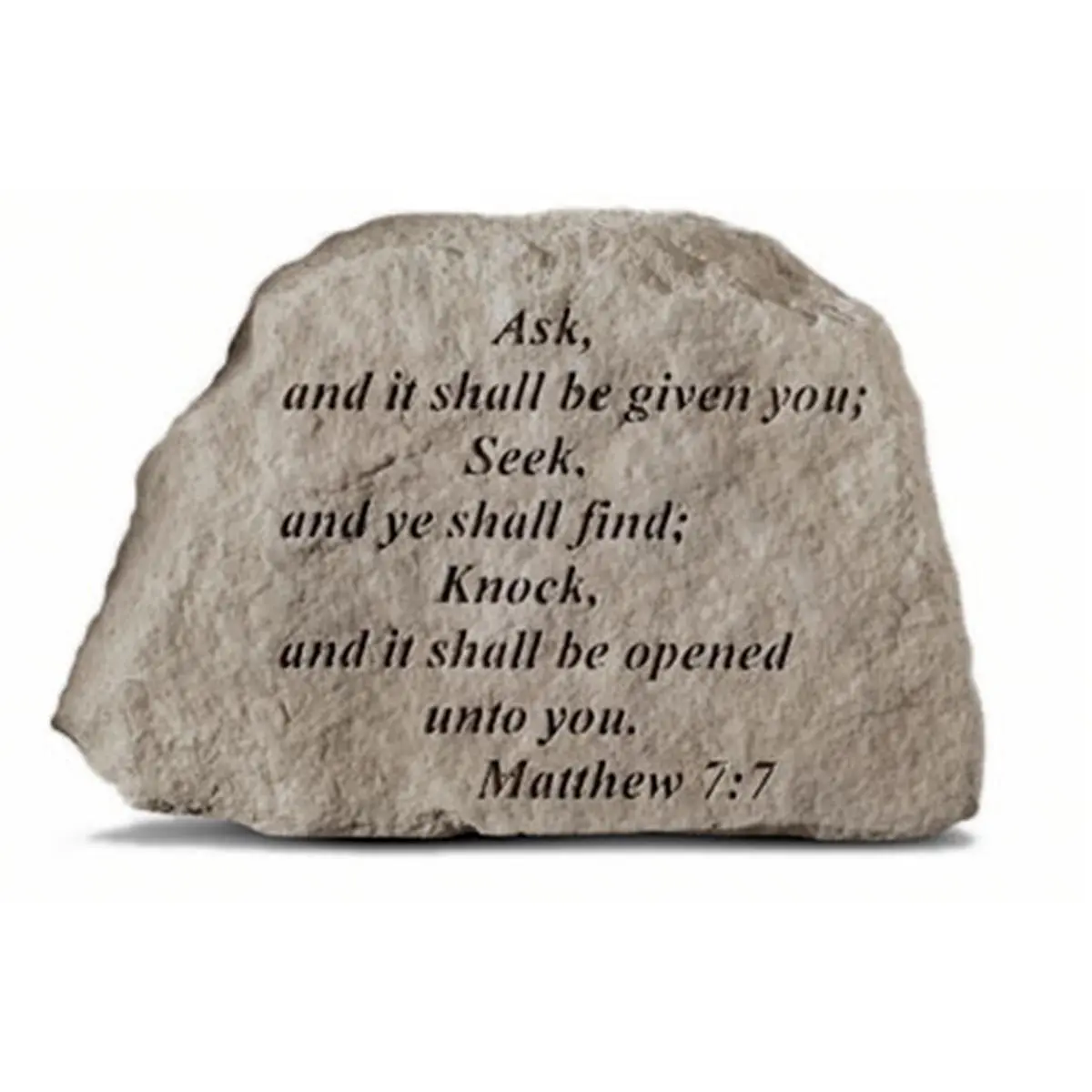 212 MAIN Cast Stone Weatherproof Memorial Garden Stone, Wall Mount Outdoor Display with "Ask And It Shall Be Given You" Design, 6.5in x 4.5in x 1.5in Outdoor Backyard Garden Accessories, Garden Stones