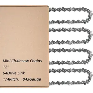 4 Pack 12 Inch Chainsaw Chain 1/4"LP Pitch .043" Gauge 64 Drive Links, Replacement Pole  Chain 12-inch Chainsaw Chains Fits for Stihl MSA120 C-B MSA140 C-B and More